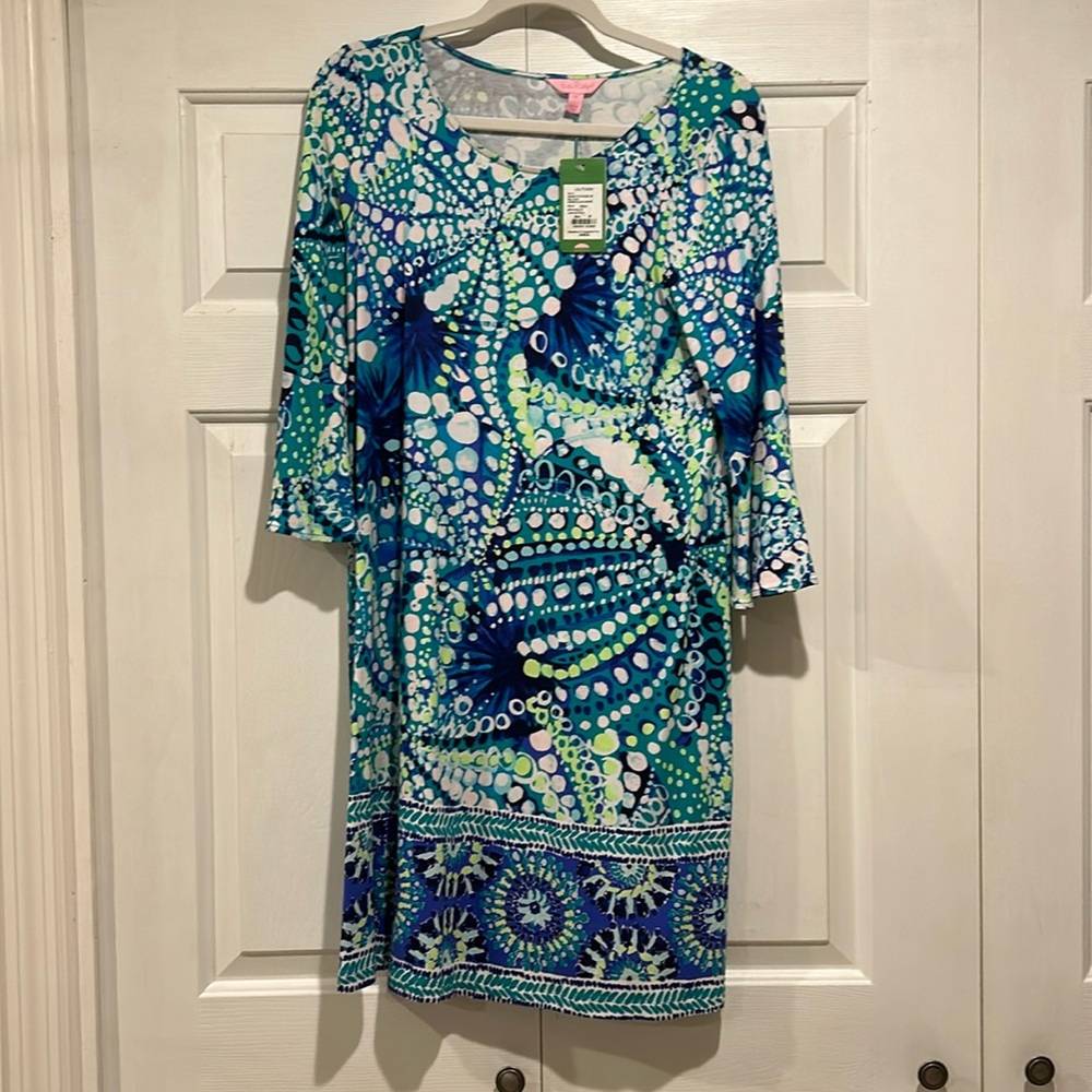 NWT; Lilly Pulitzer ophelia swing dress, Agate Green Roll Your Boat, Sz Med